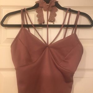 Pink crop top w/ built-in choker